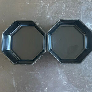 Vintage Arcoroc France Octime Black Glass Octagon Bowls 5-1/2” Set of (2…